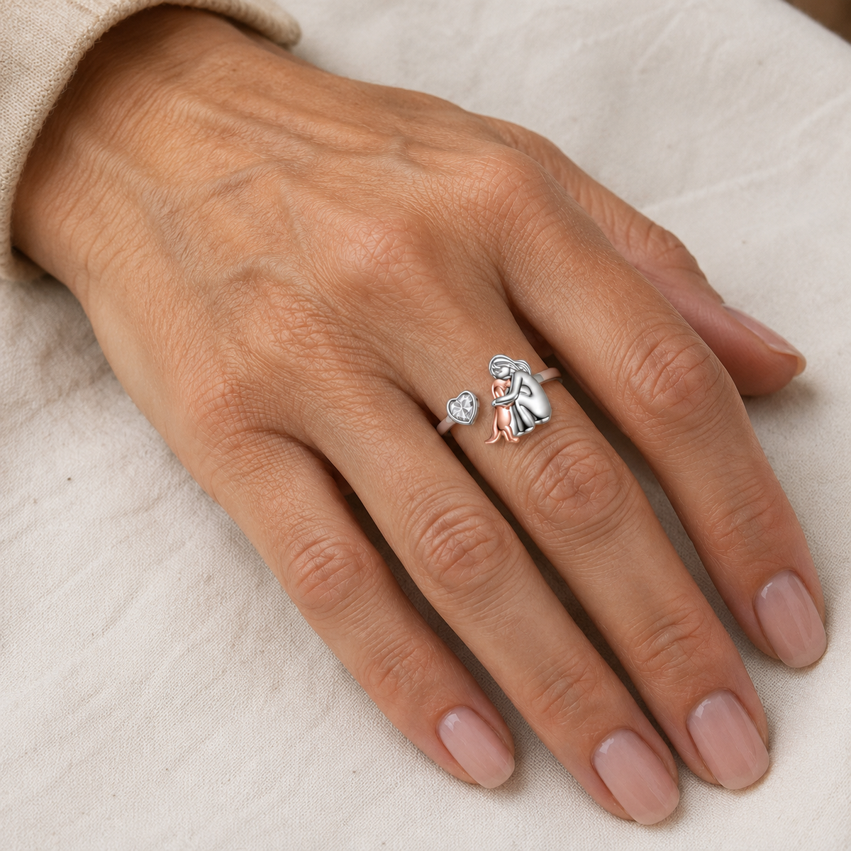 The Eternal Embrace - Adjustable Ring With Engraving